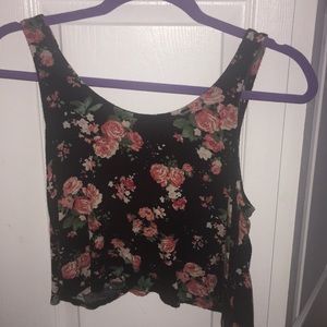 Floral Crop Top With Bow on back